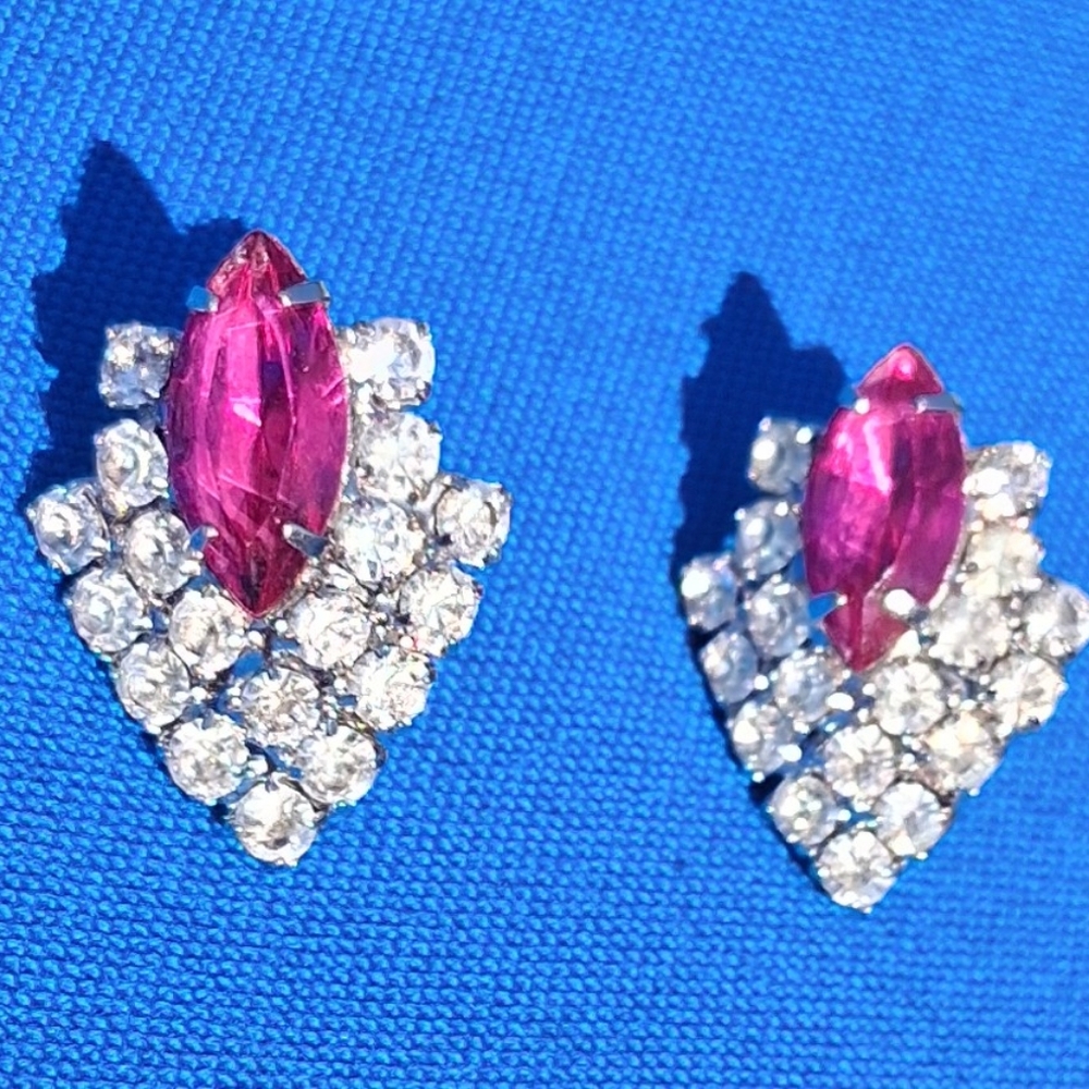 Elegant Pink and Silver Crystal Earrings